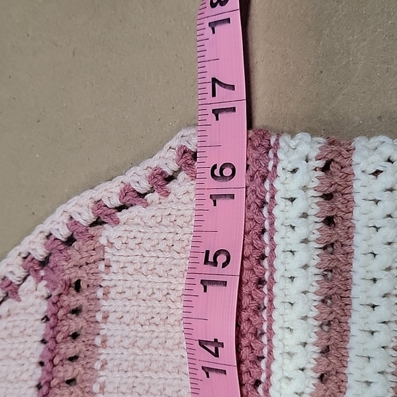 Planet Gold Size Jr L Crochet Halter Top, Mauve, Pink & Ivory Striped, NEW w/Tag - Picture 7 of 10